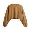 thumbnail image 6 of Besolor Women's Casual Cropped Sweatshirts Crew Neck Long Sleeve Solid Color Pullover Fall Tops Blouse, 6 of 6