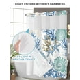 thumbnail image 4 of No Hook Cloth Fabric Shower Curtain with Snap in Liner, Blue Teal Coastal Waterproof Shower Curtains Set with See Through Top Window, Summer Beach Nautical Coral Starfish Bath Curtains Shower 54"x78", 4 of 6
