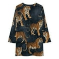 thumbnail image 3 of Dark Blue Tiger Fabric Print Loose Dress Evening Dress Summer Dresses for Women Luxury Dress Long Sleeved Dress, 3 of 4