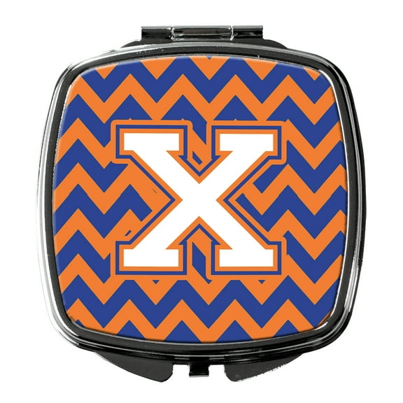 Letter X Chevron Blue and Orange 3 Compact Mirror CJ1060-XSCM