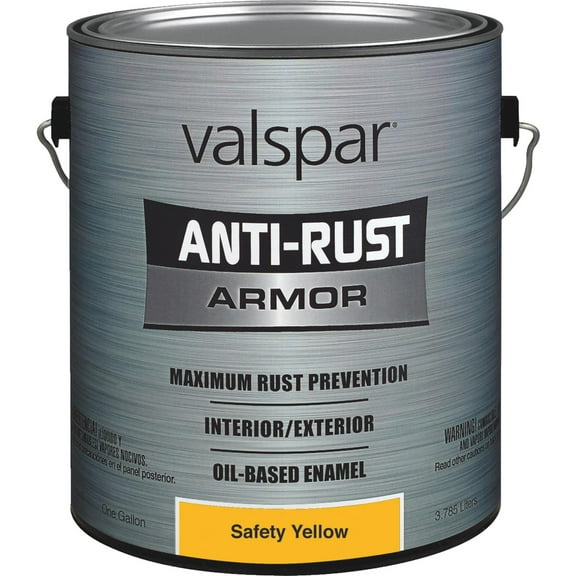 Valspar Anti-Rust Armor Enamel Spray Paint - Oil-Based, High Gloss, Washable - 1 gal, Yellow
