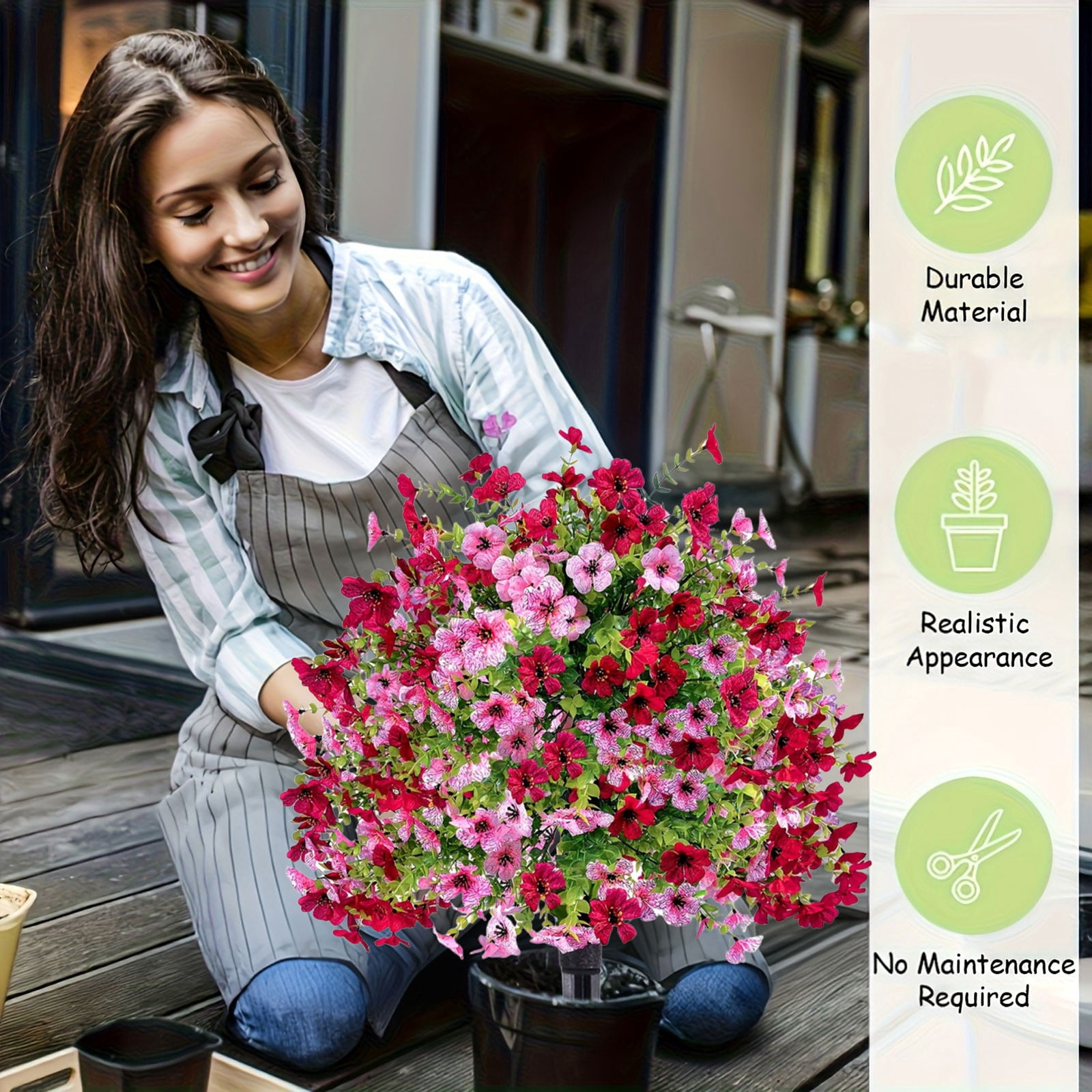 20" Artificial Topiary Ball Flowers For Outdoors Planters,Spring Decoration with Spike,UV Resistant Faux Summer Plants,Fake Bushes Indoor Decor,Mix 4 Colors for Garden,Porch & Patio
