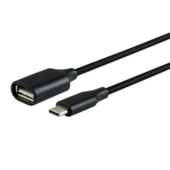 Sanoxy Cables and Adapters; Type C to USB-A Female 2.0 Extension Cable - 480Mbps, 2.4A, 0.5ft (Braided Black)