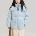 thumbnail image 4 of NAISIBABY Girls Hooded Puffer Jacket, Zipper Thermal Warm Long Length Winter Fashion Casual Padded Coat Light Blue 7T, 4 of 4