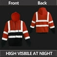 thumbnail image 3 of High Visibility workwear safety full zip hoodie reflective sweatshirt (Orange & Navy,L), 3 of 7