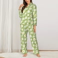 thumbnail image 2 of Honeii Daisies Flowers print Women's Pajama Sets Long Sleeve Button Down Sleepwear Nightwear Soft Pjs Lounge Sets-X-Large, 2 of 7