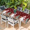 thumbnail image 2 of Red Plaid Christmas Table Cloths for 8 Foot Rectangle Tables, Snowman Gifts Xmas Tree Snowflake Winter Patio Waterproof Elastic Fitted Tablecloths, Washable Rectangular Table Cover for Camping, 2 of 8