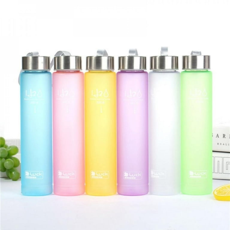 H2O Frosted Transparent Water Bottles Plastic Cup Sports Lovers Cup Fashion  Stick Rope Cup Flower Cups