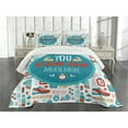 thumbnail image 3 of Ambesonne Fitness Quilted Bedspread Set 3 Pcs, Encouraging Gym Phrase, King Size, Teal White Red, 3 of 5