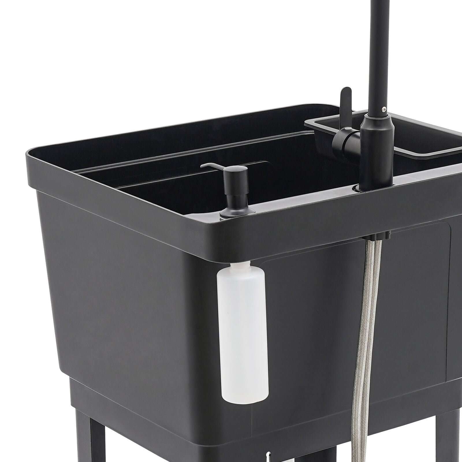 Modern Utility Sink Garage Bathroom Laundry Sink W/ Soap Box+Storage Rack+Faucet 50*48*84cm for Laundry, Bathrooms, Sundry Rooms