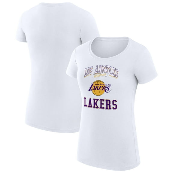 Women's G-III 4Her by Carl Banks White Los Angeles Lakers Super-Slim Fit Lightweight Team Logo T-Shirt