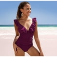 thumbnail image 5 of Charmo Women's One-Piece Swimsuit Ruffle Bathing Suit with Tummy Control Sexy Monokini Swimwear, 5 of 7