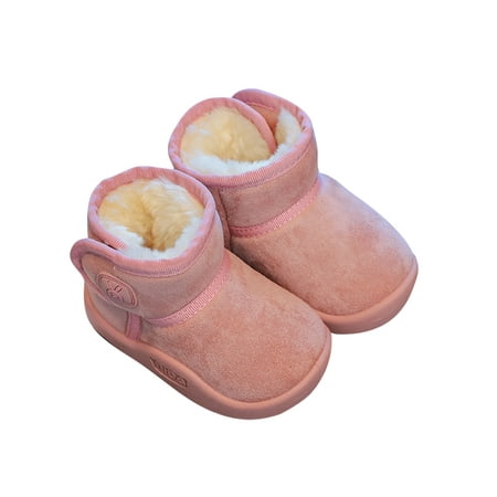 

Kesitin Girls Non-Slip Plush Lined Snow Boot Walking Soft Sole Winter Shoes Comfort Slip On Ankle Pink 6.5C