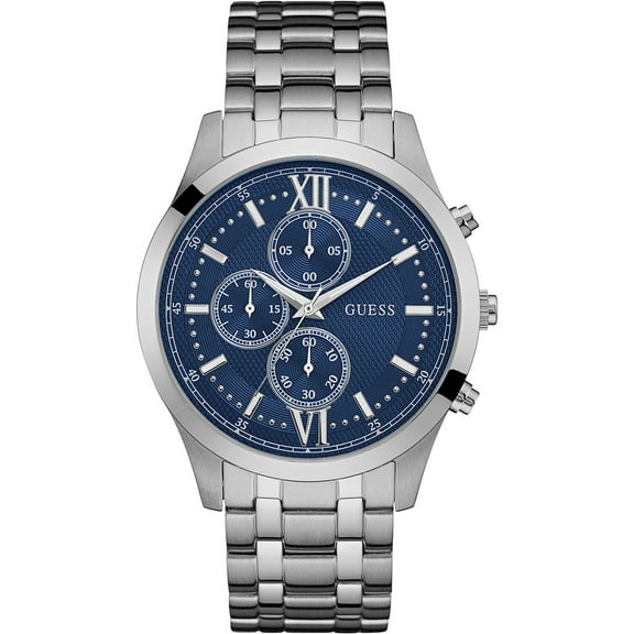 Guess Men's Blue Face Chronograph with Stainless Steel Case & Bracelet W0875G1