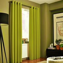 (#32) Hotel Quality Silver Grommet Top, Faux Silk 1 Panel Lime Green Solid Thermal Foam Lined Blackout Heavy Thick Window Curtain Drapes Grommets 95" Length