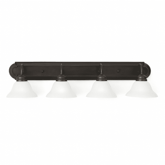 Design House Millbridge Traditional 4 Light Oil Rubbed Bronze Dimmable Vanity Light with Frosted Glass Shades