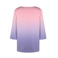 thumbnail image 4 of ShiShine Women's 3/4 Sleeve Shirts Square Neck Tops Gradient Color Dressy Casual Basic Tees T Shirts Blouses, 4 of 5