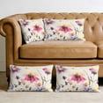 thumbnail image 6 of Set of 2 Country Wildflowers Pillow Covers 12x20 Inch, Watercolor Gradient Purple Pink Floral Newspaper Texture Decorative Throw Pillow Cases Cotton Cushion Covers for Sofa Couch Bed Home Decor, 6 of 9