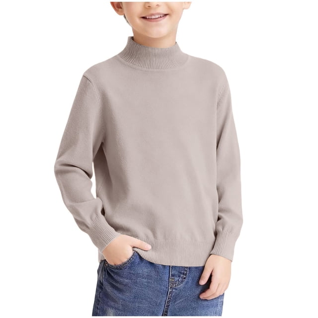 COM1950s Sweaters for Girls, Boys Sweaters Size 6, Boys Girls Fall Winter Warm Semi High Neck Knitted Sweater with Fleece, Girls Sweaters Size 6, Little Girl Sweater