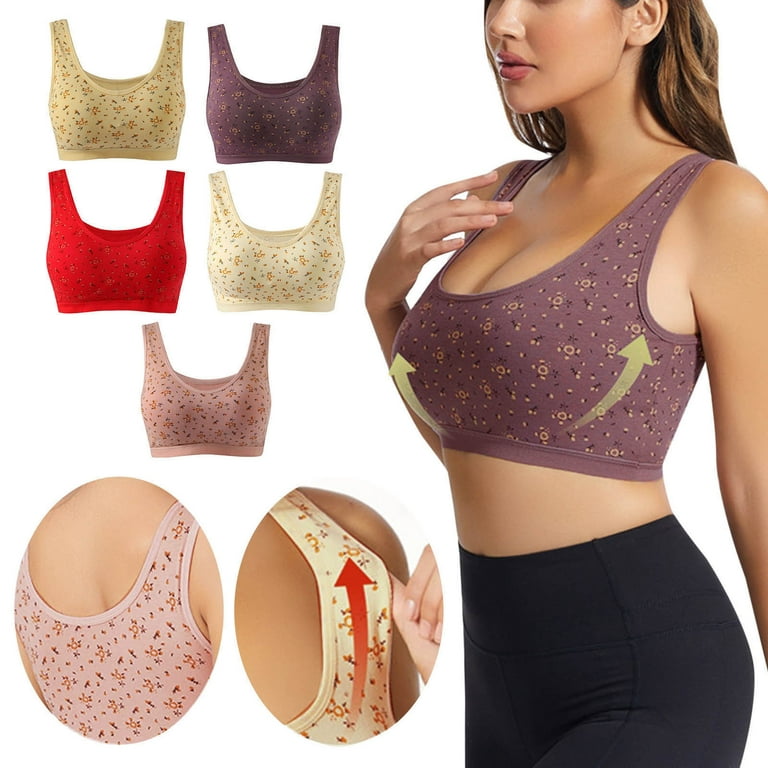 LUGEUK Non-marking underwear women, non-steel ring, sports vest-style bras,  sleepless bust, girls' bras, suitable for jogging, dance training, yoga and  other sports (colour: E, size: M) : : Fashion