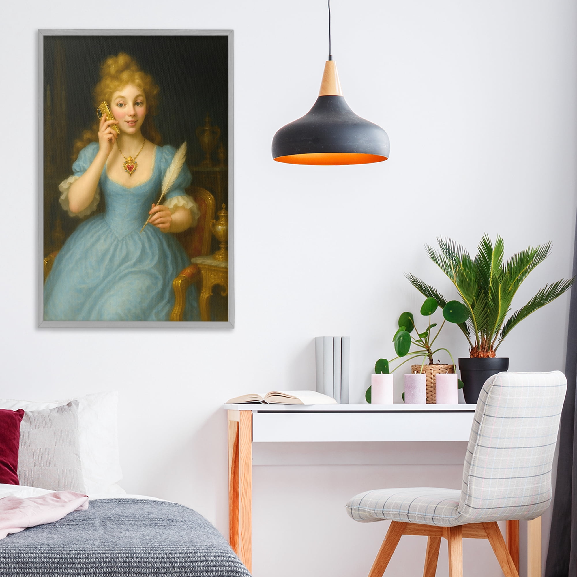 Stupell Industries May I Take A Message Gray Framed Giclee Art, design by Grotto Studios
