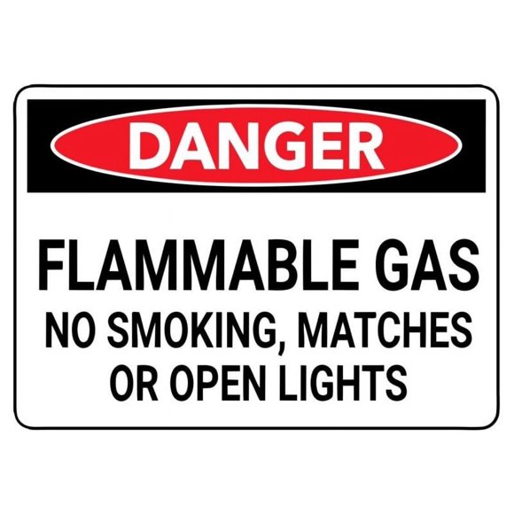 Size: 16" x 12" - Flammable Gas No Smoking Safety Sign Metal Wall Sign