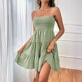 thumbnail image 3 of Women's summer new one line neckline thin suspender solid color versatile texture dress, 3 of 10