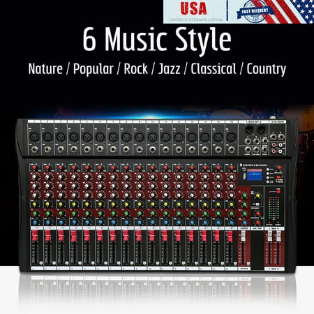 16-Channel 4000W Digital Audio Sound Mixer Mixing Amplifier Console with USB Phantom Power Equalizer Fits h for Recording DJ Stage Karaoke Music (Best 16 Channel Mixer 2019)