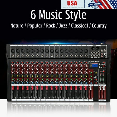 Power Mixer Amplifier 16-Channel Digital Audio Sound Mixer Mixing Amplifier Console with USB Phantom Power Equalizer bluetooth for Recording DJ Stage Karaoke Music Appreciation , 4000 Watts ()
