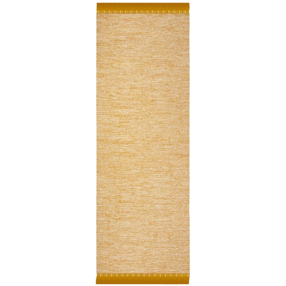 SAFAVIEH Montauk Justin Solid Braided Cotton Runner Rug, Gold, 2'3" x 7'