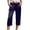 Navy, variant on felwors Women's Satin Capri Pants High Rise Cropped Lounge Trousers with Pockets Sheen(Wine, XXL)