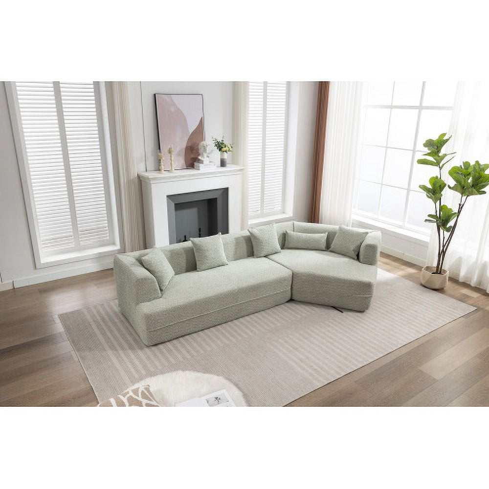 BSHTI Modern Minimalist Style Adult Sofa,Salon Upholstered Sleeper Sofa,2 PC Free Combination,Round Fiber Fabric,Anti-Wrinkle Fabric,Green