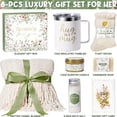 thumbnail image 3 of Self Care Gifts for Women, 8 Pcs Birthday Gift Get Well Soon Gift Baskets, Thinking of You Sympathy Gifts Baskets Spa Care Package with Knitted Tassel Blanket, Mothers Day Gifts for Mom, Ivory, 3 of 9