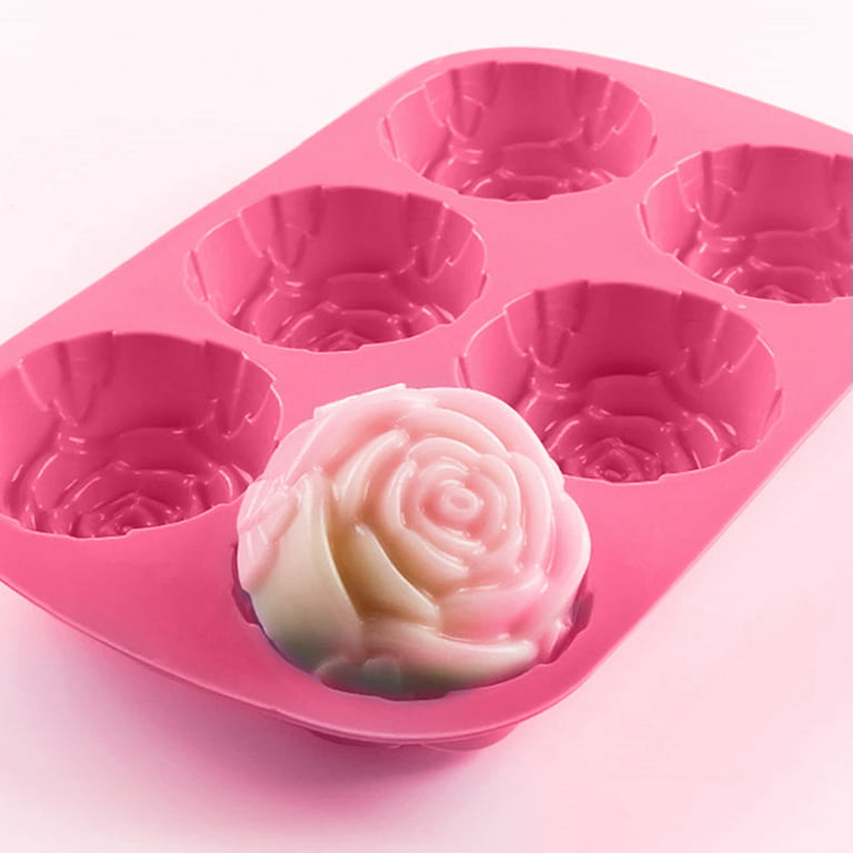 FVVMEED Rose Flowers Shape Silicone Molds 6 Cavity Mousse Cake Mold Cakes  Non-Stick 3D Baking Pan Dessert Cheesecake Bakeware Mould For DIY Pastry