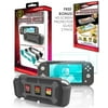 GHOST GEAR™ ARMOR CASE AND 3 GAME ORGANIZER with FREE HD SCREEN PROTECTOR TEMPERED GLASS (2-PACK) BUNDLE for Nintendo Switch Lite [ GREY ]