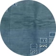 thumbnail image 1 of Ahgly Company Indoor Round Abstract Steel Blue Abstract Area Rugs, 3' Round, 1 of 6