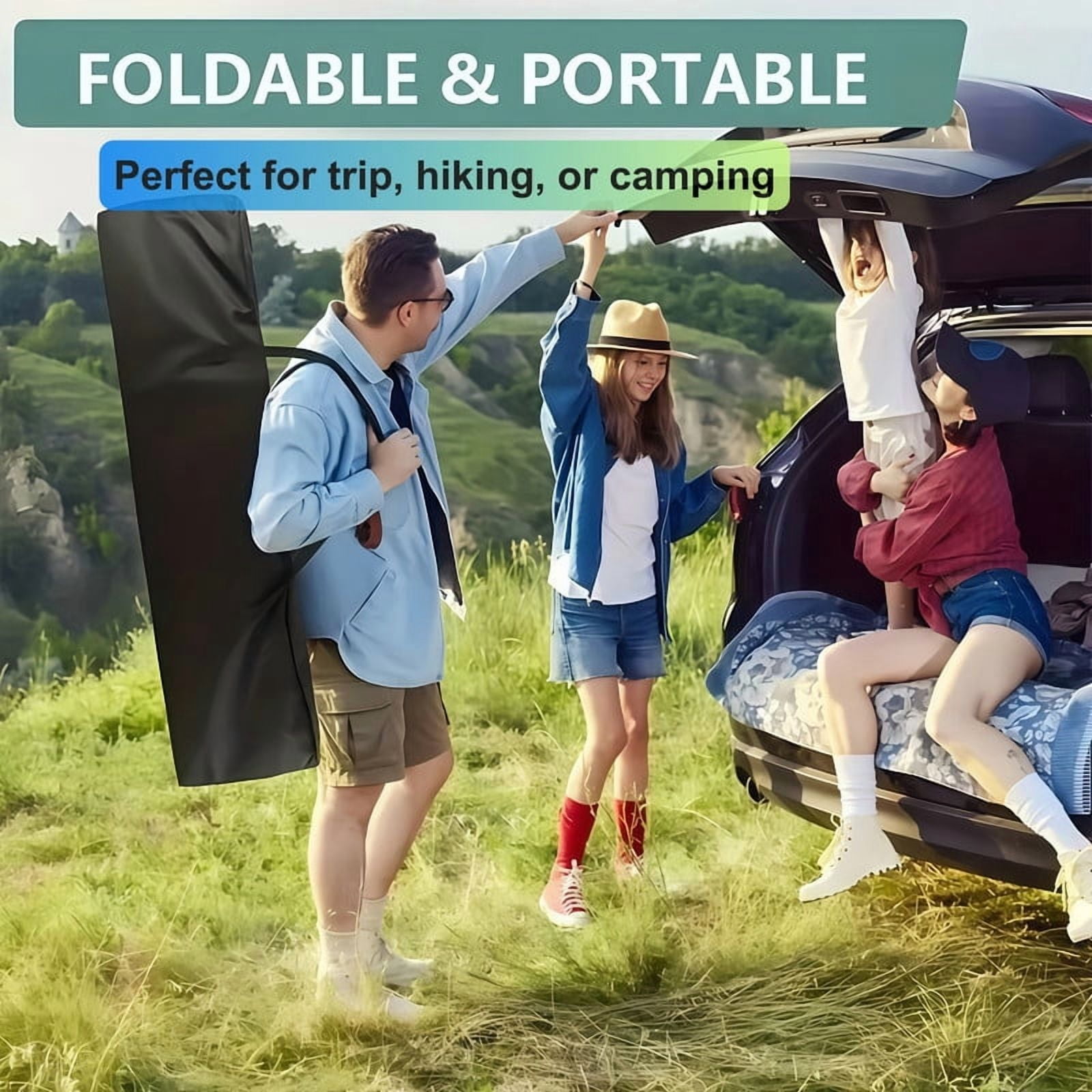 Heavy-Duty Folding Bed Frame with Adjustable Backrest, Portable Camping Cot, Indoor/Outdoor Daybed with Removable Pad