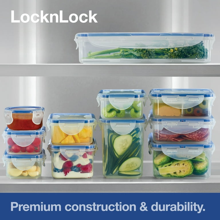 LocknLock Storage Divided Rectangular Food Storage Containers, 54.1-Ounce,  Set of Two