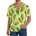 thumbnail image 7 of Lsque Fresh Corn print Men's Cuban Collar Short Sleeve Shirt Summer Beachwear Casual Button Down Fashionable Vacation Leisure Shirt-4X-Large, 7 of 7
