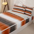 thumbnail image 3 of Homewish Orange Geometric Stripes Zipper Twin Comforter Sets with Fitted Sheet and 2 Pillowcases,Contemporary Artwork Zipper Bedding Set,Light Gray Reversible,4pcs, 3 of 8