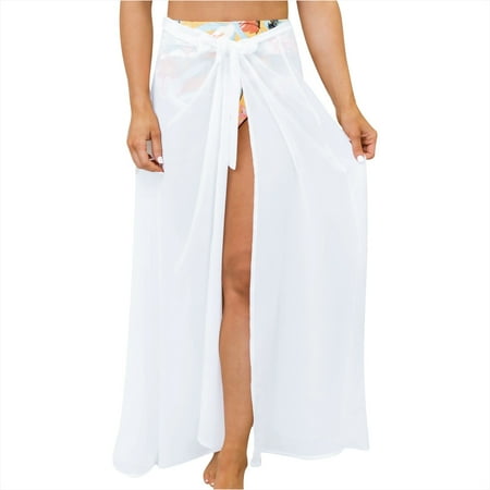 

Qufokar Maternity Skirt Leather Skirt Up Beach Skirt Cover-Ups Wrap Women Mesh Bikini Solid Cover Swimsuit Swimwear Skirt