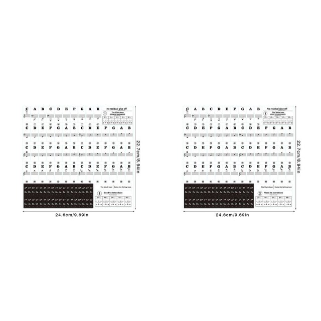 Advancent Piano Key Sticker Keyboard Transparent Decal Stickers Beginner Accessory Note Training Removable Instrument Learner 2Conjunto