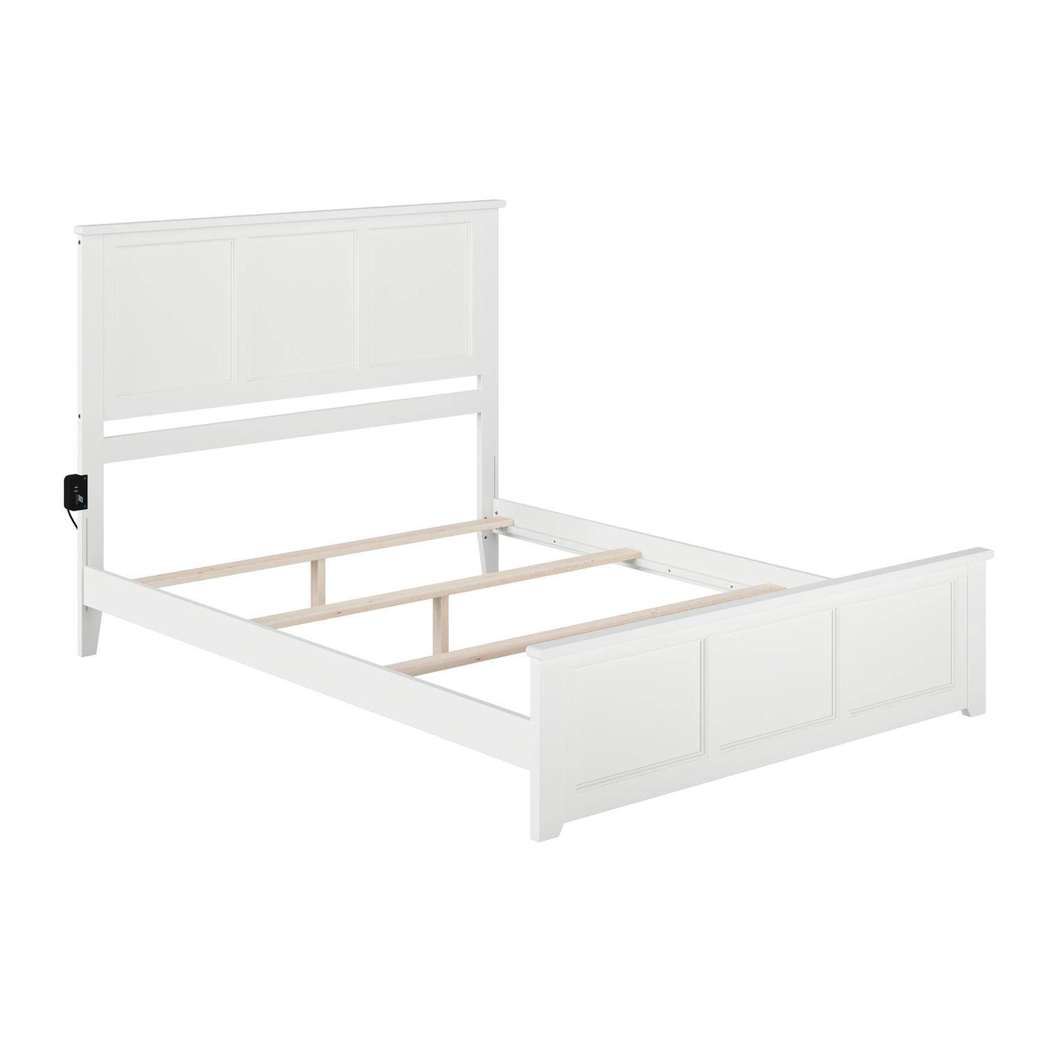 HomeStock Tuscan Treats King Size Foundation Bed Frame with Matching Footboard & USB Charger in White