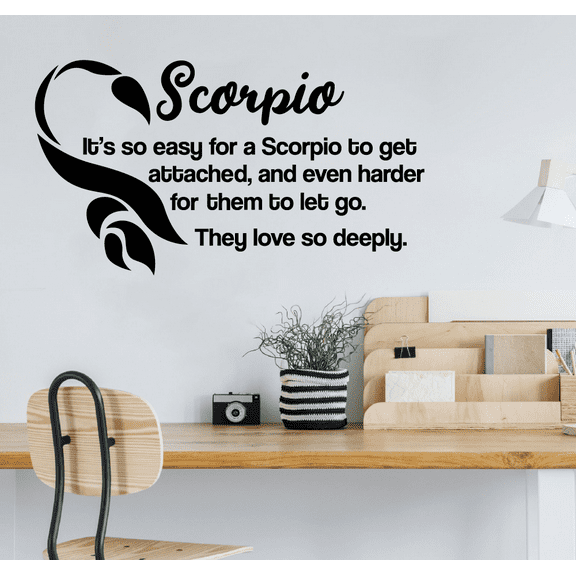 Scorpio Zodiac Sign Water Easy To Get Attached Love So Deeply Scorpio Zodiac Horoscope Vinyl Scorpio Wall Decal Quotes Sticker Kids Adults Girls Boys Room Bedroom Wall Decoration Size (24x40 inch)