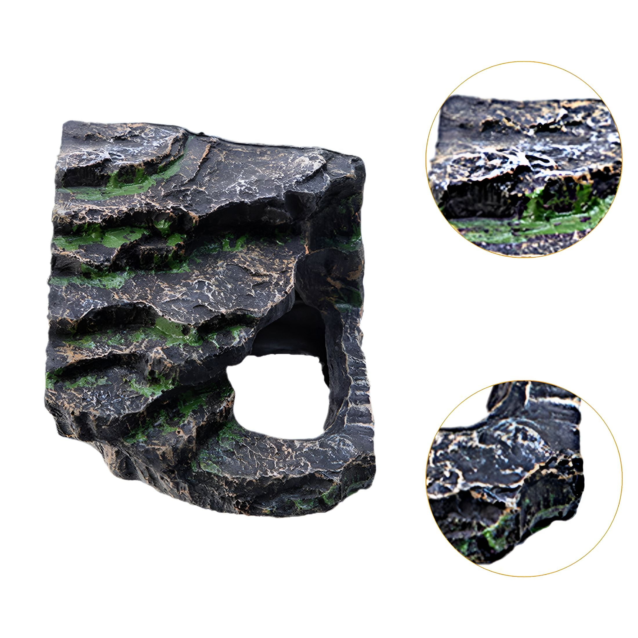 TUWAFE Bearded Dragon Tank Accessories Turtles Basking Reptile Cave Decorative Resin Reptile Rock Hideout for Frog Gecko