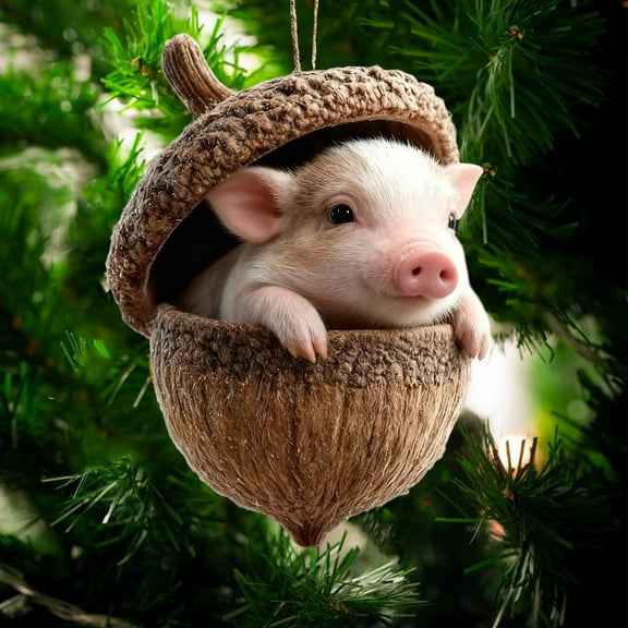 DAMAI Forest Animal Acorn Ornaments Cozy Forest Christmas Ornaments, 2026 Pine Cone Animal Decoration, Woodland Creature Figurine, Acrylic Hanging Ornament Home Party Décor