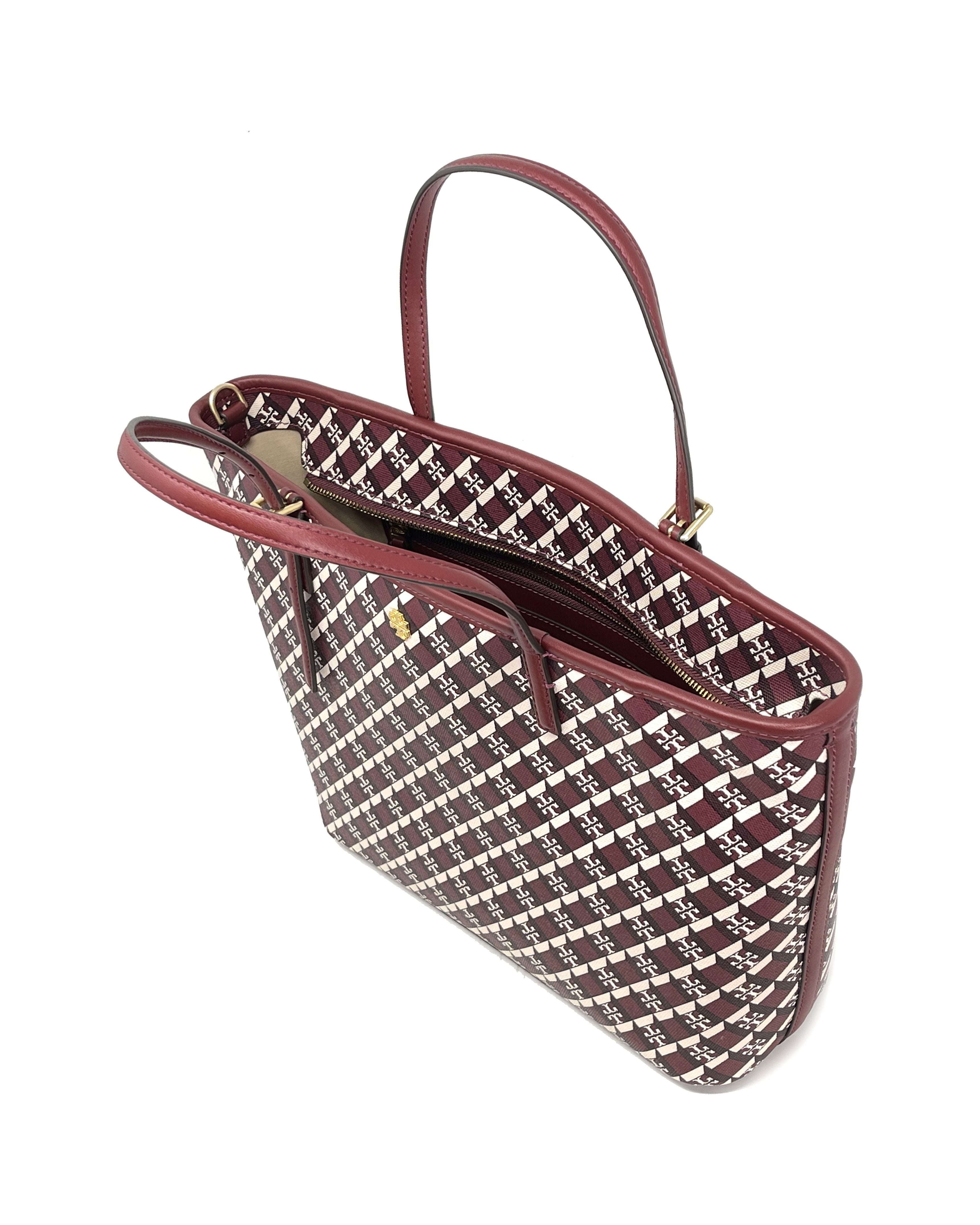 Tory Burch Geo Logo Mini Zip Top Tote for Women s Shoulder Handbag Purse made of Coated Canvas Walmart