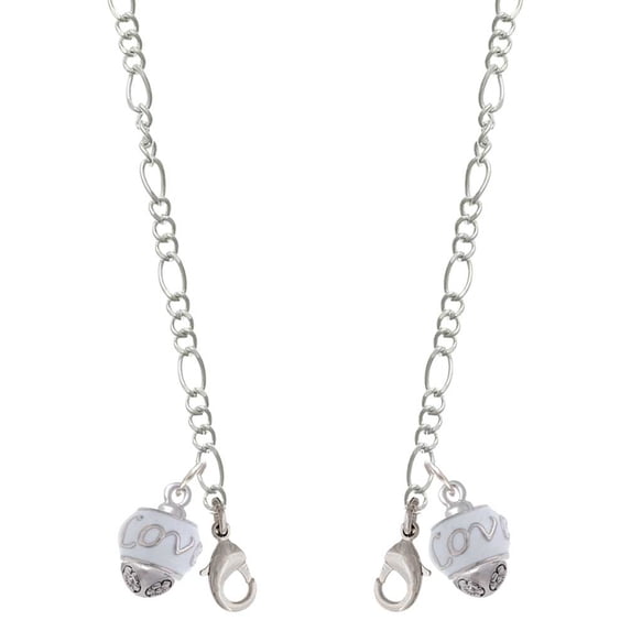 Silvertone Love on White Spinners Silvertone Face Mask Necklace