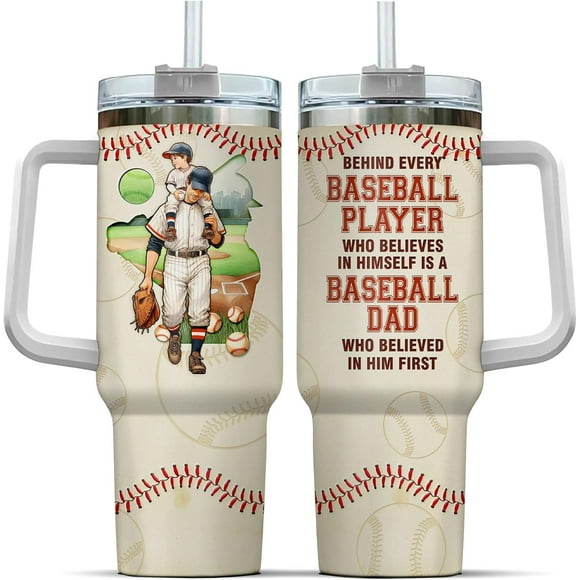 Coffee Yellow Fathers Men Swig Women Tumblers Cup Handle Red Life Modern For Day Simple Boys, Baseball Gifts, Tumbler 40 Oz With Handle Lid And Straw, Baseball Player Dad