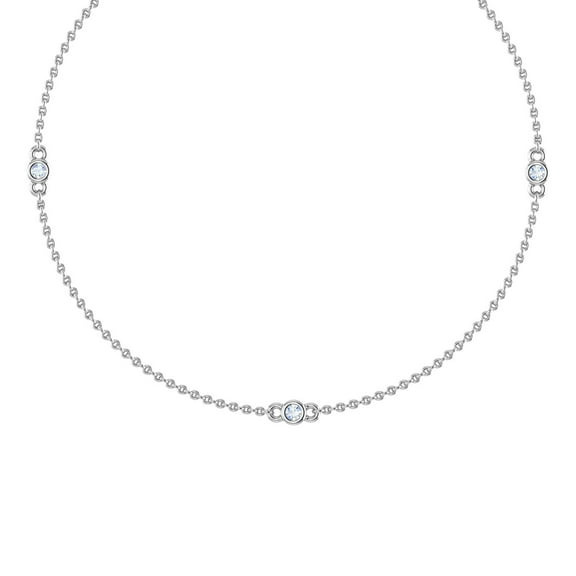 0.05 Carat Diamond Necklace in 14K White Gold (Silver Chain Included) (I1-I2 Clarity)